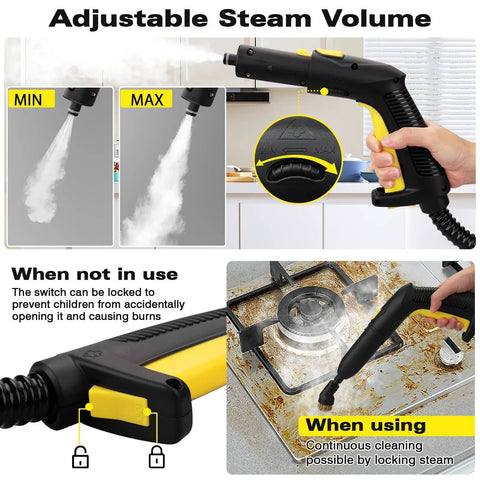 Heavy Duty Steam Cleaner With 52 Oz Large Tank And Incredible High Pressure Capability showcasing adjustable steam volume for effective cleaning.