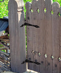 Heavy Duty Black Iron Beefy Gate Hinges Set For Outdoor Fences And Gates Rust Resistant With Smooth Finish on wooden garden gate