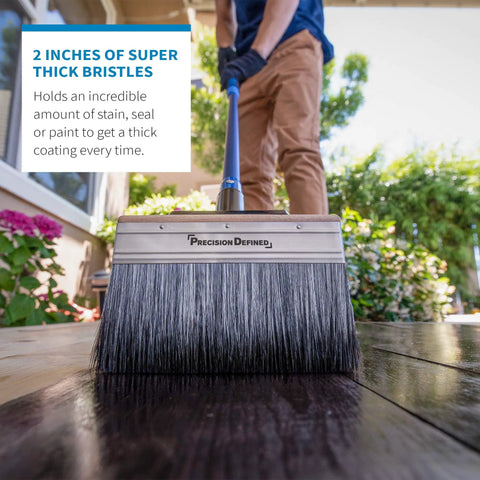 Large 7 Inch Deck Stain Brush With Extra Thick Bristles For Thorough Staining Of Wood And Fences Includes Threaded Extension Pole