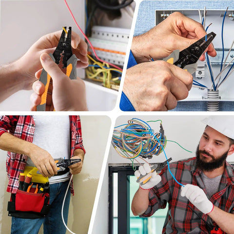 Do It All Automatic Self Adjusting Wire Stripper Cutter And Crimper For Electrical Wires From 8 AWG To 30 AWG in use by professionals