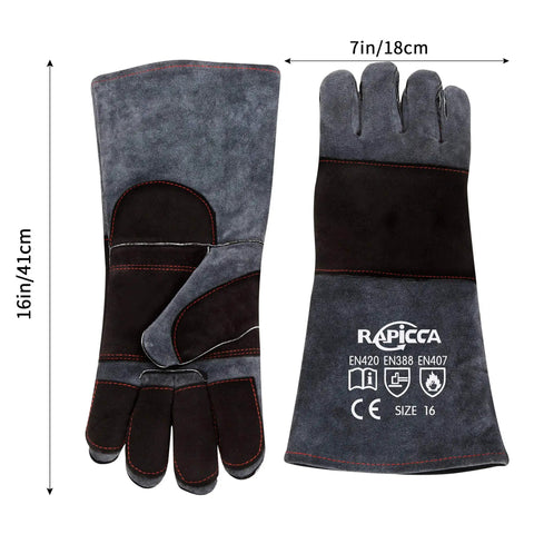 Animal Handling Gloves Bite Proof With Double Leather Reinforcement For Dogs Cats Birds Falcons Reptiles And More 16 Inch