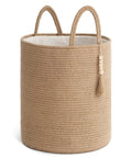 Tall Woven Laundry Basket for Living Room and Bedroom, Boho Farmhouse Round Wicker Blanket Basket for Towels and Clothes, Jute Laundry Hamper