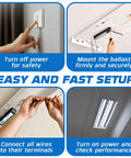 Installation steps for Ten Pack Replacement For ICN 4P32 SC 3 And 4 Lamp T8 Fluorescent Electronic Ballast 120 To 277 Volt Instant Start.