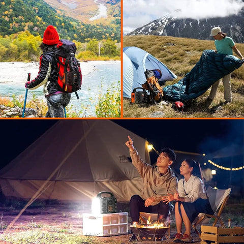 Go To Portable 150W Power Station With 155Wh Battery And 42000mAh Solar Generator used by campers outdoors and in a tent