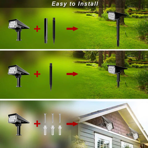 Green Solar Outdoor Spotlights 20 LED IP65 Waterproof Landscape Lights for Garden Path Yard Holiday Decor 4 Pack and mounting options
