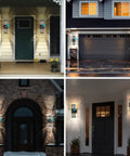 Dusk To Dawn Outdoor Wall Light 3 Layer Up And Down Matte Black IP65 Waterproof Exterior Sconce on various outdoor walls.