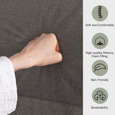 Soft texture of cozy convertible futon sofa bed with 71 inch frame memory foam couch detachable cushions adjustable backrest linen