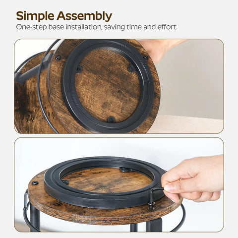 Simple assembly of 2 Tier Lazy Susan Spice Rack Set With Smooth 360 Degree Spin Rotating Spice Organizer, rustic brown finish.