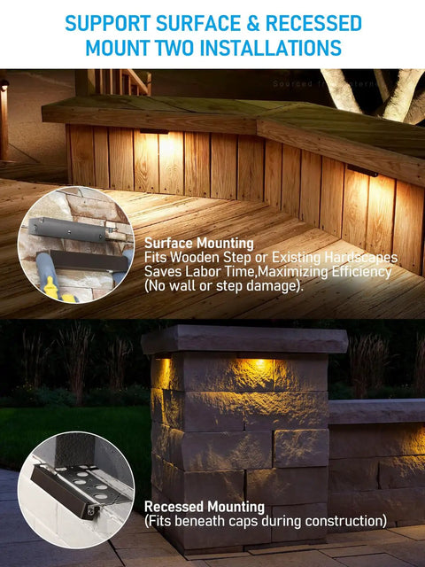 Low Voltage 12 To 24 Volt LED Hardscape Light For Pavers And Retaining Walls, surface and recessed mounting, illumination example