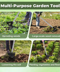 Long Handle Weed Puller Pro 2 In 1 Garden Weeding Rake And Garden Hoe For Uprooting Grass Dandelions Gardenias 57 Inch Manual Weeder