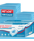 No Sweat Extra Large Adult Incontinence Bed Pads Disposable 40X36 Heavy Duty Pee Pads For Beds shown in pack of 100 sheets.