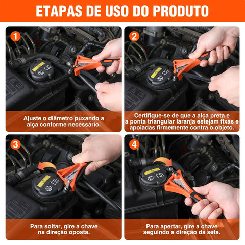 Two Piece Strap Wrench Set For Oil Filters, Shower Heads, Water Filters, And Jar Opener, Adjustable Belt Wrench in 4-step use guide