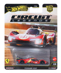 Premium Car Culture 1:64 Die-Cast Ferrari 499P Collectible With Real Riders Tires in AF Corse Livery on circuit-themed packaging