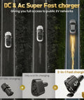 Heavy Duty Ccs And J1772 To Tesla Adapter For Level 1 2 3 Charging Stations with fast charging connectors on roads.