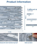 Ten Sheets Peel and Stick Backsplash PVC Wall Tiles For Kitchen, Easy Install, Scratch Resistant, Strong Adhesion, Durable And Low Maintenance, Modernize Your Kitchen With A Fresh Sleek Look. Detailed image showing tile sizes and scratch resistance.