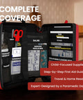 Red portable first aid kit for kids opened to reveal labeled pockets with saline, bandages, and ice packs