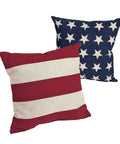All American Patriotic Stars And Stripes Outdoor Pillow Set Of 2, Premium 14x14 Cotton Throw Pillows For 4th Of July Memorial Day And Veterans Day