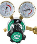 Heavy Duty Oxygen Regulator For Welding Gases With Forged Brass Body Chrome Bonnet UV Resistant Knob Built To Last CGA 540 Inlet Fits Oxygen Tanks 25HX Series
