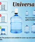 Portable USB Electric Water Bottle Pump For Travel, Home And Office on top of a 5-gallon jug, fits various bottle sizes