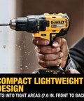 Kick-Ass 20V Max Brushless Cordless 3-Tool Combo Kit Featuring Half Inch Drill Driver, Quarter Inch Impact Driver, Oscillating Multi Tool With Three Durable Batteries And Turbo Charger For Home Improvement And Handyman Household Projects, person using compact drill on wood.