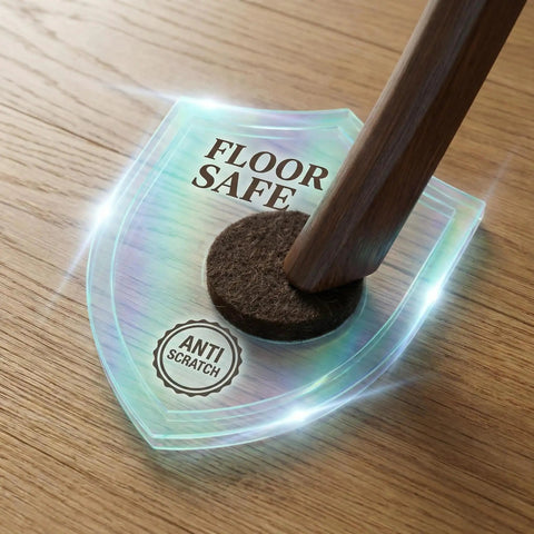 40 Pack Ultra Thick Brown Felt Pads For Small Furniture Legs And Chair Bases Grips Like Crazy Self Adhesive Floor Protectors Scratch Guards placed under a chair leg.