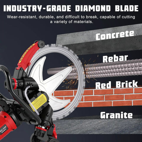 16 Inch Concrete Ring Saw 8980W Toroidal Electric Cutter With Two Diamond Blades Wet Cutting Max Depth 11.4 cuts through concrete and rebar.