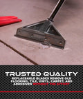 Replacement 8 Inch Floor Razor Scraper Blades 5 Pack for heavy duty garage flooring and demolition shown removing tile