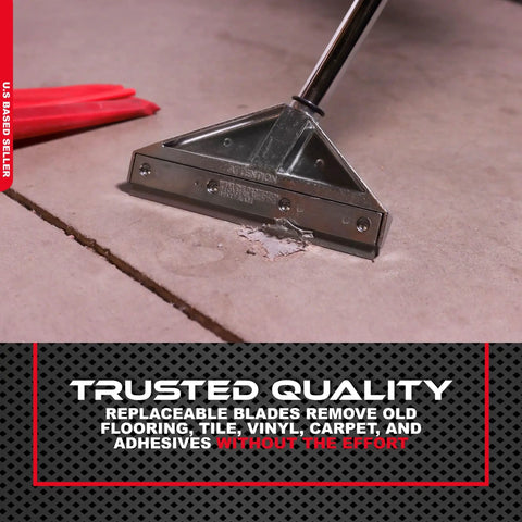 Replacement 8 Inch Floor Razor Scraper Blades 5 Pack for heavy duty garage flooring and demolition shown removing tile