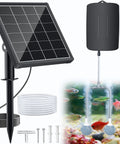 Solar Pond Aerator With Battery Backup 3W Solar Air Pump Delivers 24 Seven Oxygenation, setup with solar panel, tubing, and accessories