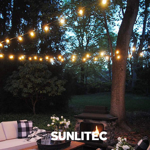 Solar String Lights Waterproof LED Indoor Outdoor Hanging Umbrella Lights With 25 Bulbs, 27 Ft Patio Backyard Party Decor.