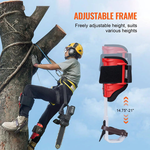 Arborist using Aluminum Tree Climbing Spikes 1 Pair With Straps And Spike Protectors 350 Pound Load Capacity Gear