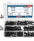 Wood Screws Assortment Kit, 190 High Hardness Pro Grade Drywall Screws With Phillips Drive Flat Head, 7 Different Sizes, Black Coated