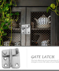 Easy Install Durable Stainless Steel Heavy Duty Gate Latch Rock Solid Yard Door Lock Rust Resistant in use on a cupboard door.