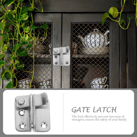 Easy Install Durable Stainless Steel Heavy Duty Gate Latch Rock Solid Yard Door Lock Rust Resistant in use on a cupboard door.