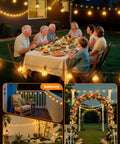 Backyard dinner party with 100 Feet Outdoor String Lights With 50 LED G40 Bulbs Plus 2 Spares Shatterproof Waterproof Warm Edison White 2200K