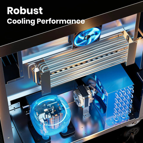 Cooling system components of the Commercial Undercounter Refrigerator 20.9 Cubic Foot Three Door Stainless Steel Worktop Cold Storage.