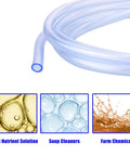 Coiled 10 ft PVC hose for Downstream Soap Injector Siphon Hose With Filter For Pressure Washers, with detergents and chemicals illustration.