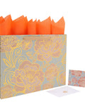 16.5 Inch Extra Large Rose Gold Gift Bag Set with handles, greeting card, and tissue paper for women, Valentine's Day.