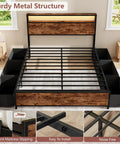 Queen Bed Frame With A Slick Two Tier Storage Headboard And Built In Charging Station Plus Six Roomy Drawers For A Game Changing Sleep Setup And Effortless Daily Flow in a modern bedroom.