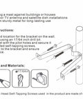 Illustration of Adjustable Outdoor Antenna Mounting Pole With 1.25 Inch Diameter And 66 Inch Arm installation guide.