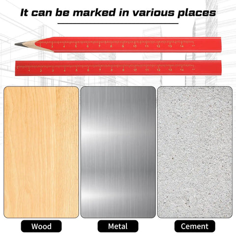 10 Piece Carpenter Pencil Set With 7 Inch Flat Octagonal Black Pencils Heavy Duty Woodworking Tools marking on wood metal cement