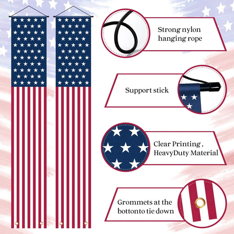Patriotic Fourth Of July Porch Banner And Outdoor Decor For Home And Yard American Flag Themed Memorial Day And Veterans Day Vibe