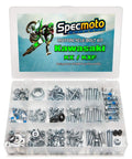 Replacement Fastener Kit For KX And KXF Dirt Bikes 1996 Onward With OEM Matching Kawasaki Bolts displayed in a plastic case