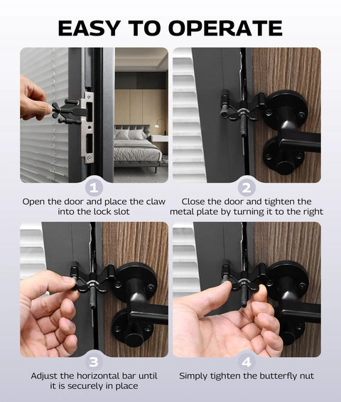 Installation guide for Two Pack Portable Adjustable Door Lock With Silicone Cap Protection For Travel Punch Free Installation