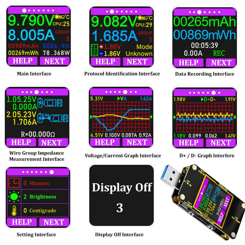 Braided C to C USB C Power Meter Tester With 1.5ft Cable, Voltmeter Ammeter And Voltage Current Monitor, PD 2.0/3.0 QC 2.0/3.0/4.0 Detection, Data Store, Cable Impedance And Charge Speed, display interfaces