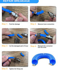 Instructional steps for repairing 25ft PU hose from 22-Packs Air Compressor Accessories Kit With 25 Foot Repairable PU Air Hose One Quarter Inch NPT Air Blow Gun Air Chuck Tire Gauge And Full Pneumatic Tool Set For Home Garage Projects.