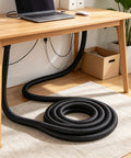 1/4 Inch Split Wire Loom Tubing High Temp Corrugated Cable Sleeve Flexible Auto Marine Wiring Conduit 100 Ft coiled under desk