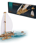 Ocean Beauty Yacht 3D Wooden Puzzle For Adults A Totally Relaxing DIY Mechanical Model Kit With Paper Sails A Brain Teaser Building Set For Home Office Decor And Shelf Display, wooden yacht with white sails
