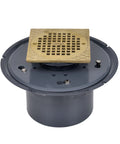 6 Inch Pvc Adjustable Commercial Floor Drain With Hefty Brass Grate And Square Ring Easy Pivot Strainer For Sloped Concrete top view