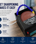 Versatile Wet Dry Bench Grinder And Powerful Electric Knife Sharpener With 7 Speed Settings For Metal Polishing And Tool Sharpening That Gets The Job Done Fast While Delivering A Slick Finish Every Single Time, showing built-in water pump for cooling.